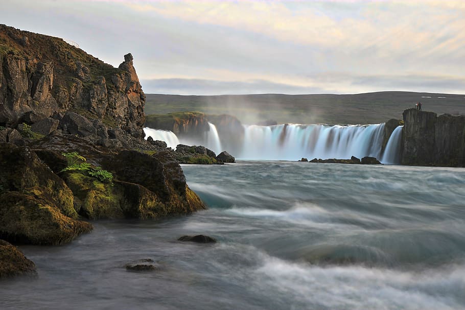 cascade, landscape, mist, nature, outdoors, river, rocks, scenic HD wallpaper
