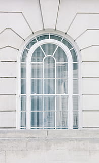 glass window with white steel frame, white wooden window panel HD wallpaper