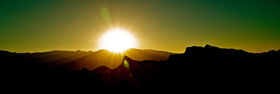 Desert, Death Valley, Sunset, sunbeam, sunlight, silhouette HD wallpaper