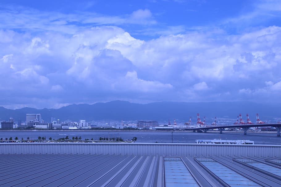 sky, cloud, blue, architecture, cloud - sky, city, built structure HD wallpaper