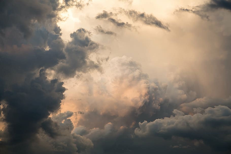 cloudy sky during daytime, beautiful, clouds, cirrus, blue HD wallpaper