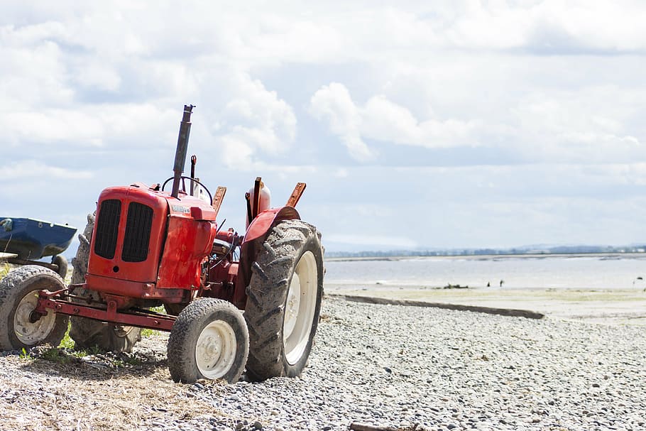 beach, tractor, vehicle, transportation, land, mode of transportation HD wallpaper