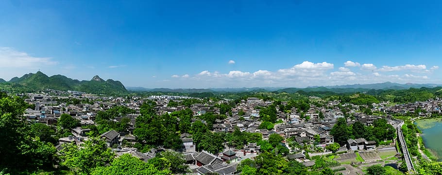 guizhou, guiyang, qingyan ancient town, township, green rock, HD wallpaper