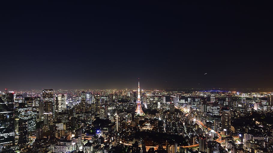 aerial photography of Paris, France during nighttime, aerial photography of Eiffel Tower during nighttime HD wallpaper