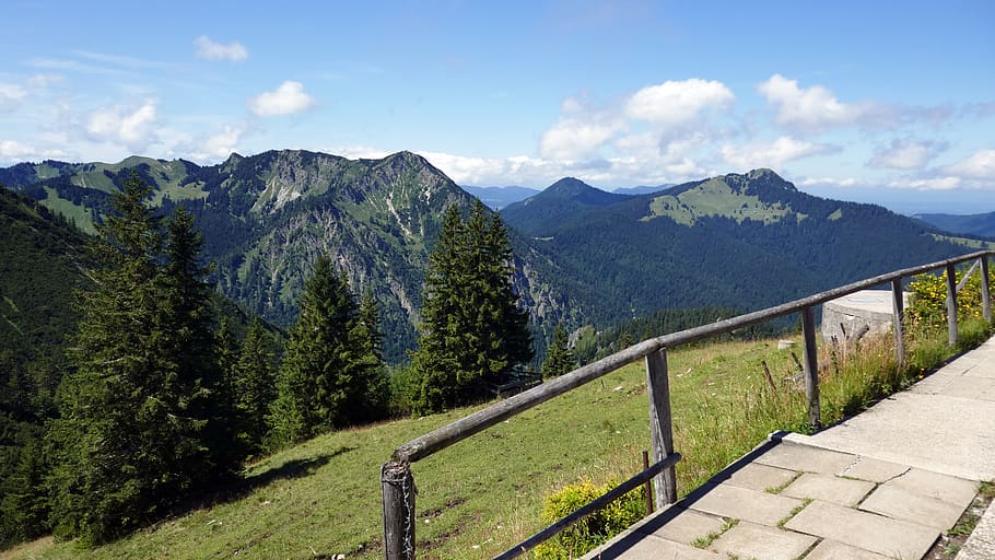 hiking, mountain, summit, view, tegernsee, jelenia góra, mountains, HD wallpaper
