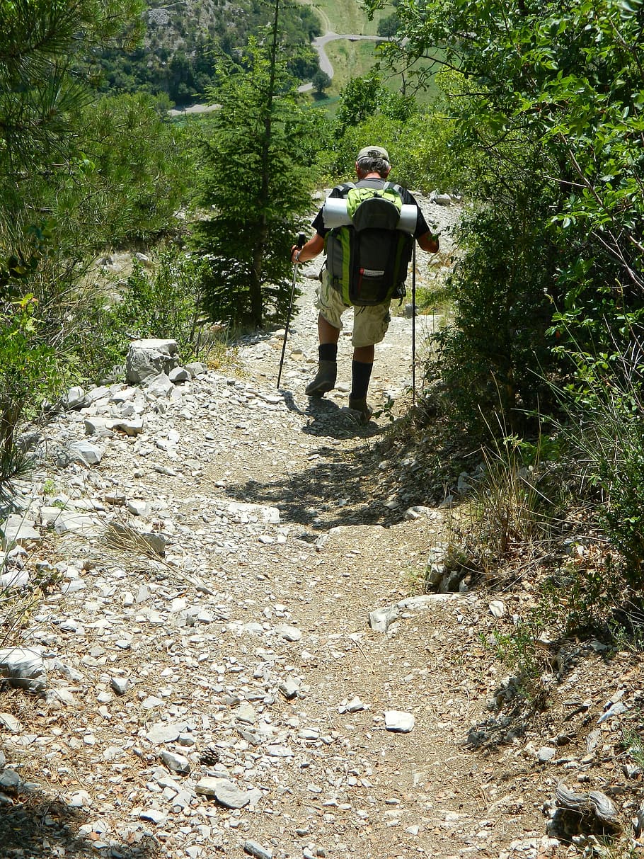 Hiker, Path, Hiking, Compostelle, Nature, cluniac path, one man only HD wallpaper