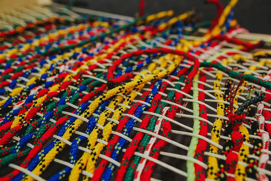 Colourful intertwined strings, background, thread, cord, plait