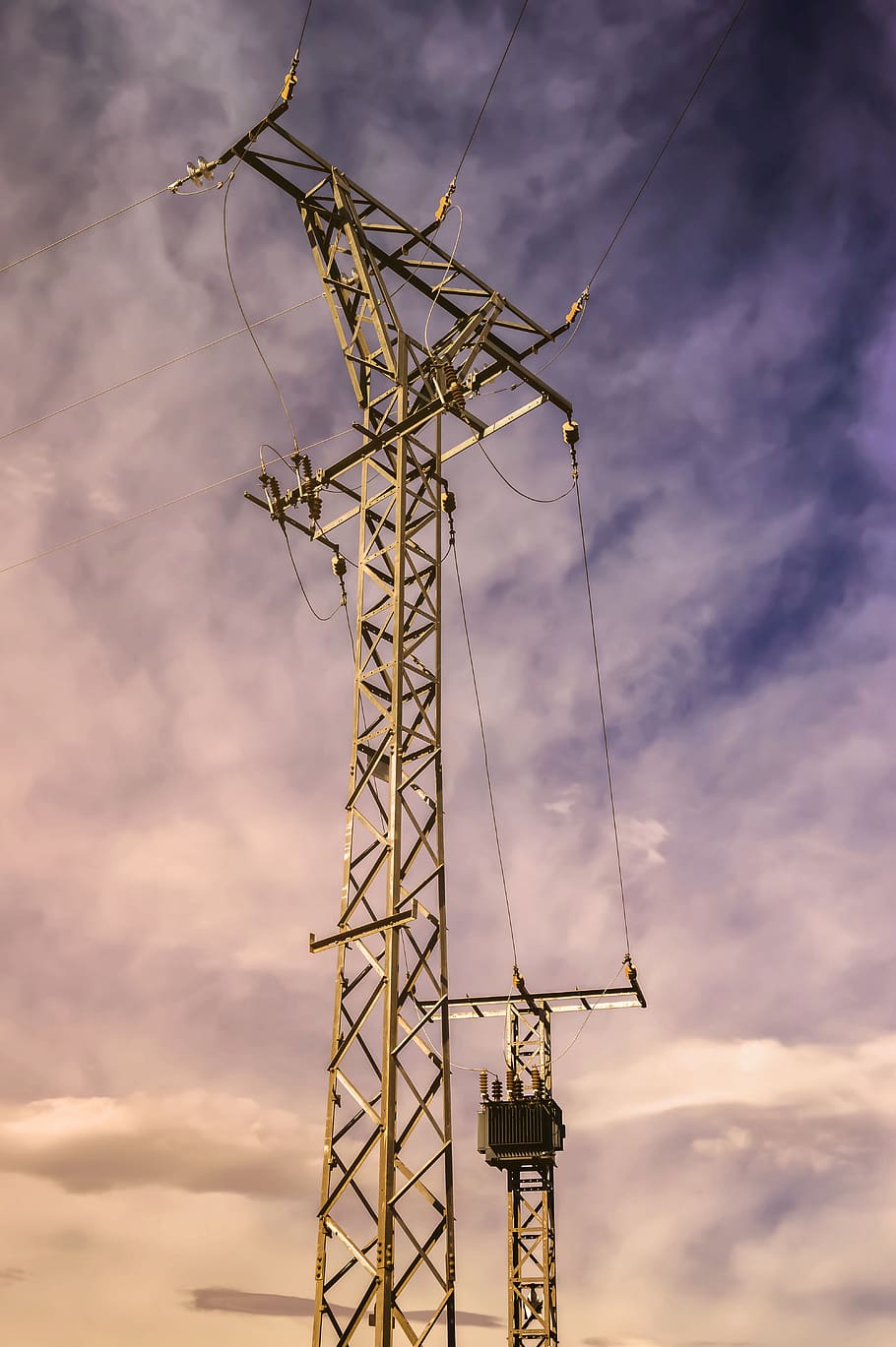 tower of electricity, power supply, electrical tower, hv, electric cables, HD wallpaper