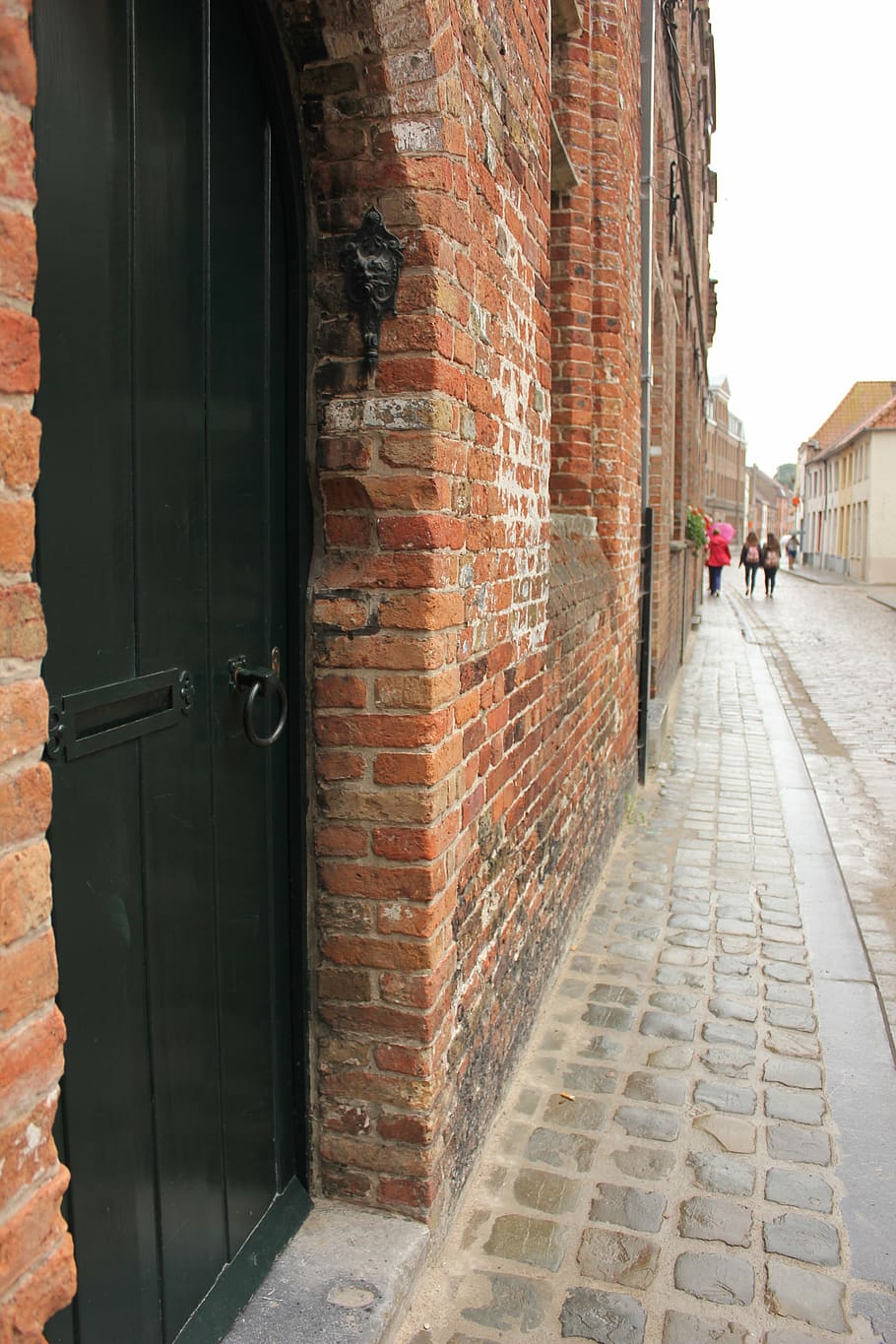 wall, brown, door, street, architecture, brick, building Exterior HD wallpaper