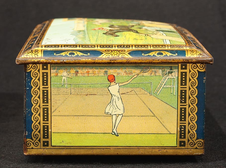 biscuit, box, tin, package, old, retro, historic, container HD wallpaper