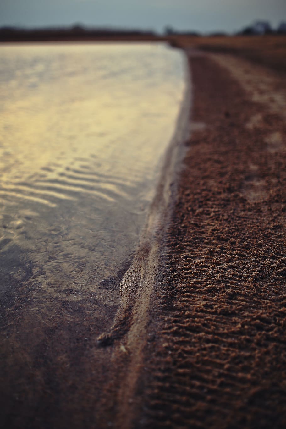 water, shore, sand, beach, land, no people, selective focus HD wallpaper