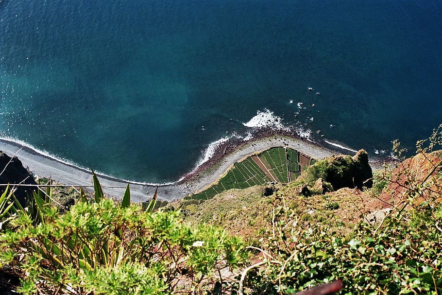 High, Sea, Ocean, Madeira, Beach, cliff, road, outdoors, day HD wallpaper