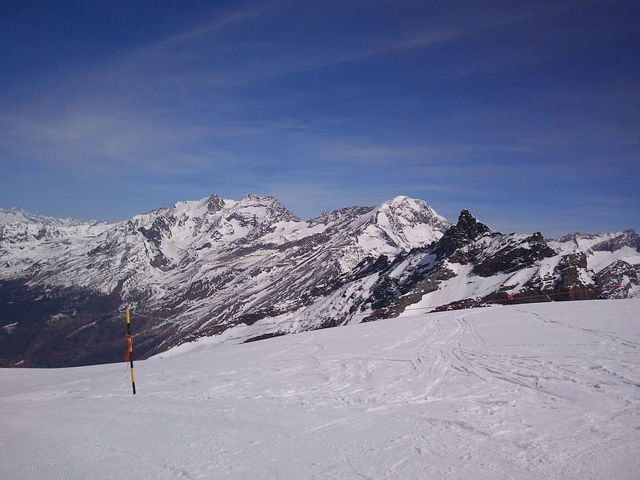 snow, mountain, winter, ski run, alpine, mountains, landscape HD wallpaper