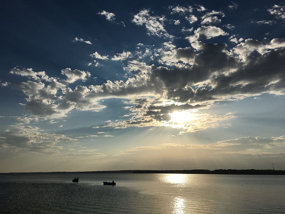 clouds, sunshine, ocean, sea, water, reflection, peaceful, calm HD wallpaper
