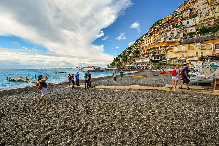 Positano, Amalfi, Coast, Italy, Italian, mediterranean, beach, HD wallpaper
