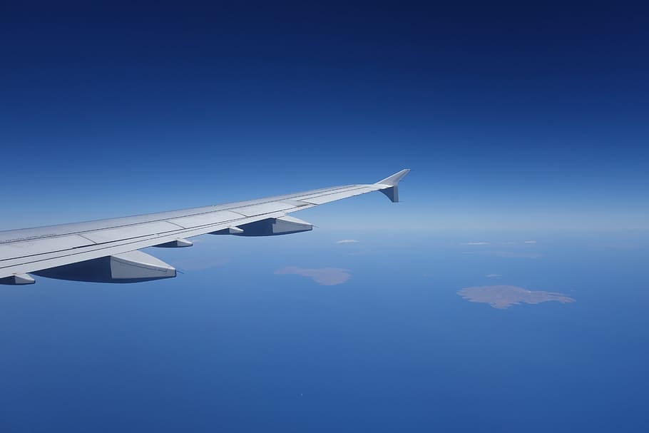 Aircraft, Wing, sky, airplane, transportation, commercial Airplane HD wallpaper