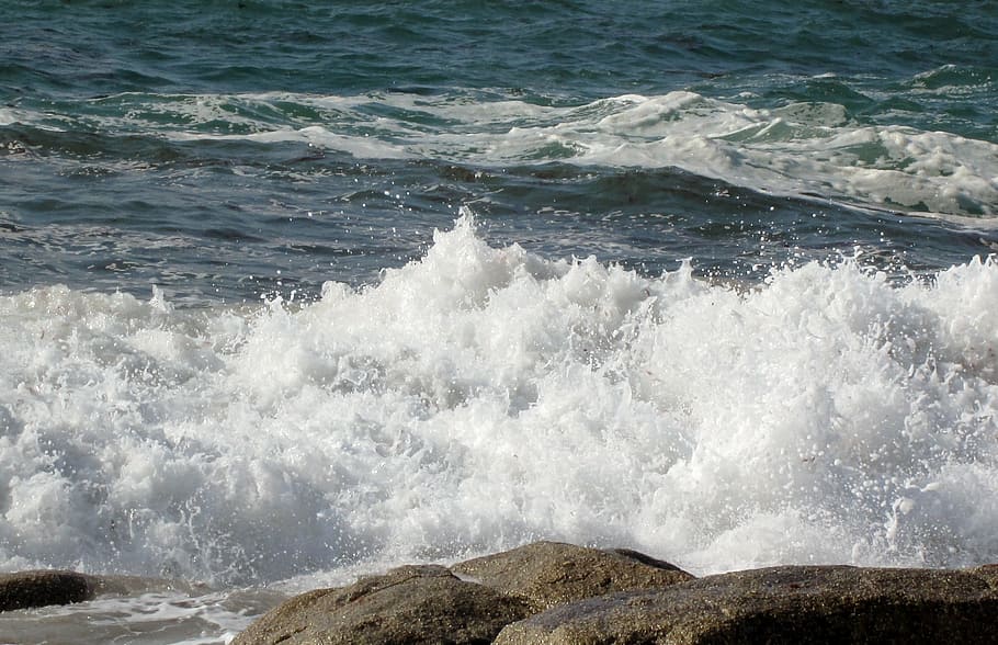 sea, ocean, side, seaside, atlantic, shore, france, nature HD wallpaper