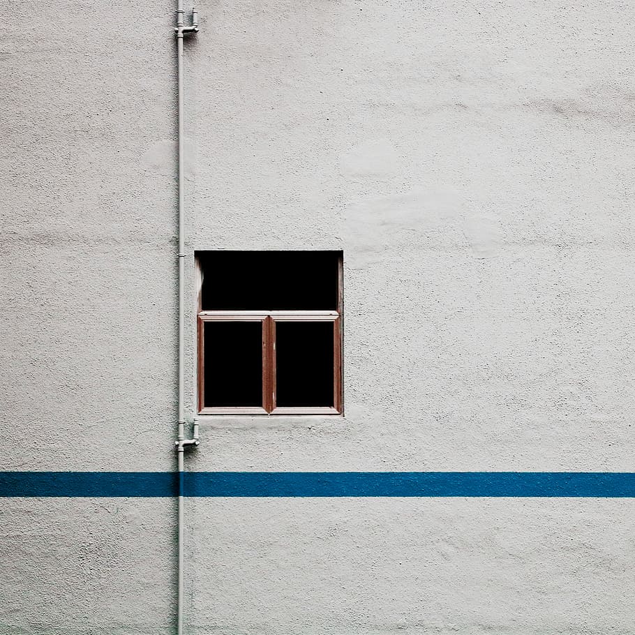 Industrial Elegance, window on wall, lines, blue, architecture HD wallpaper