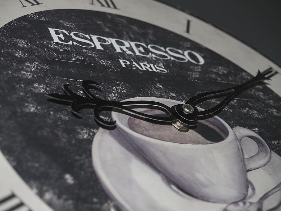 time, espresso, coffee, clock, hands, break, idyllic, text HD wallpaper