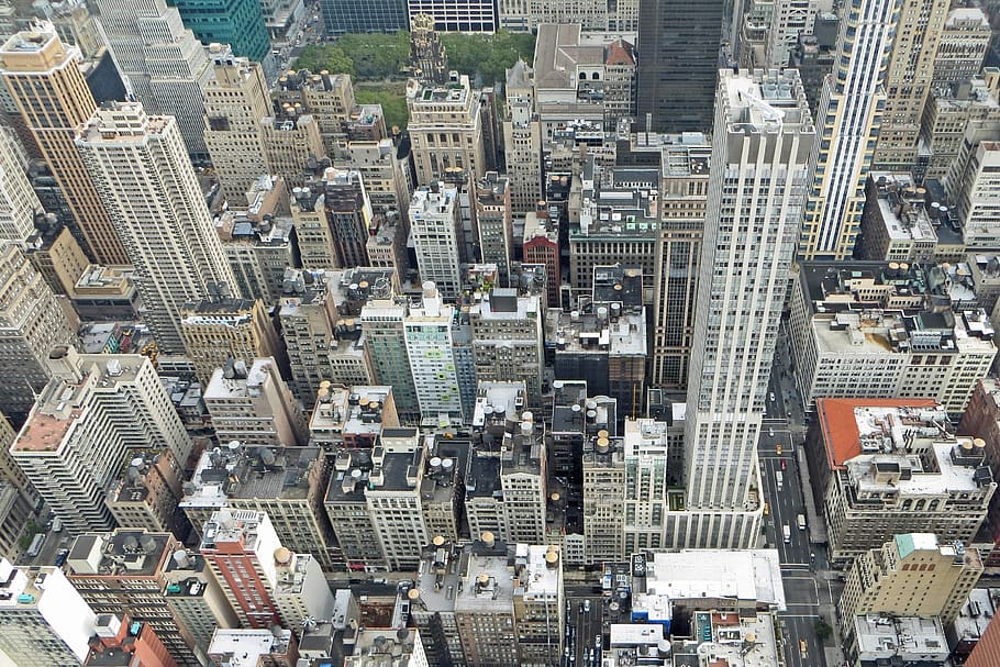 aerial photography of New York City, bird's eye view of city HD wallpaper