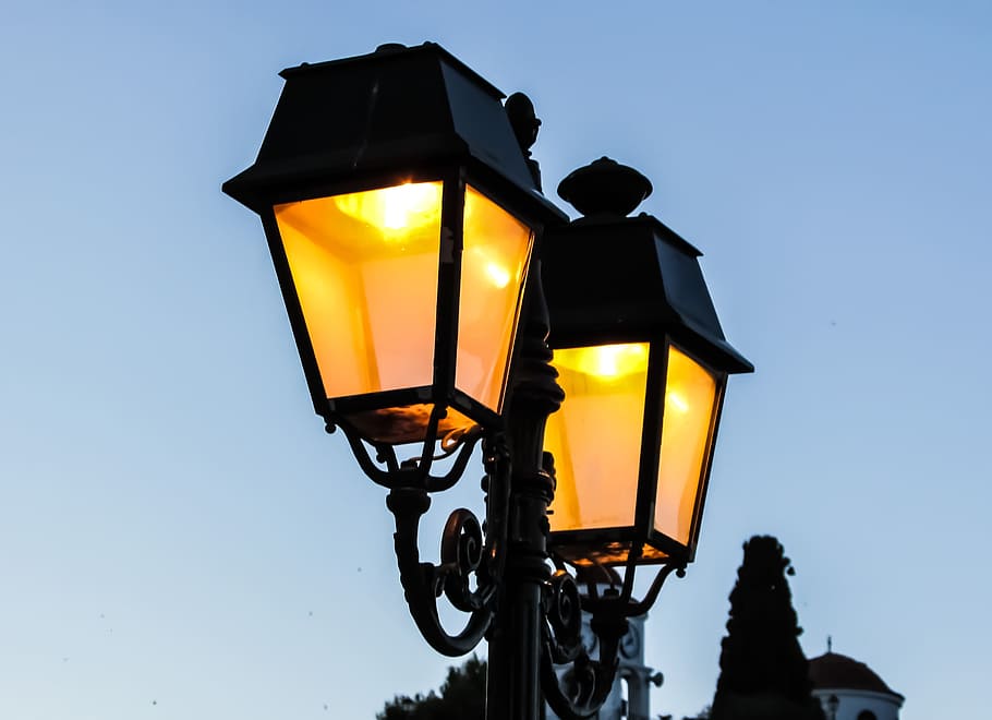 Lamp, Light, Elegance, Evening, illuminated, summer, greece HD wallpaper