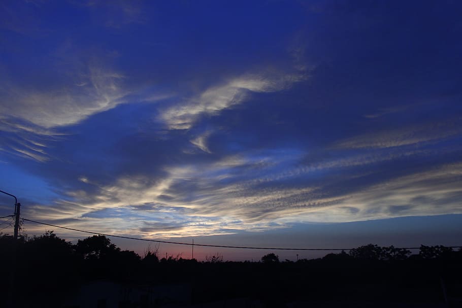blue, sky, blue sky, cloud - sky, silhouette, beauty in nature HD wallpaper