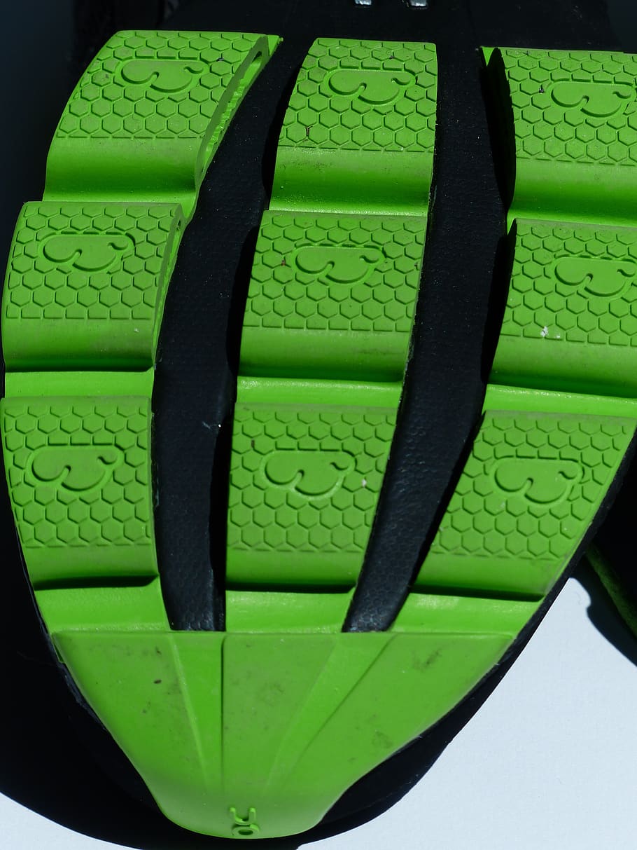 sole, green, rubber, grip, friction, shoe profile, sports shoes