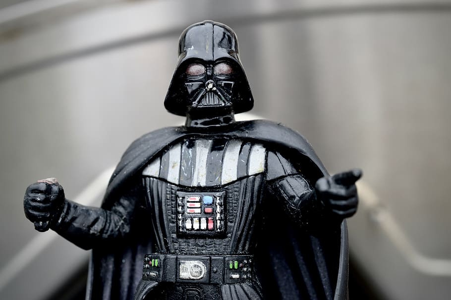 photography of selective focus Star Wars Darth Vader, villain action figure