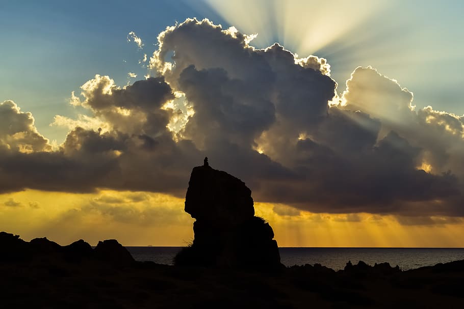 cyprus, paphos, tombs of the kings, landscape, stone, sky, clouds, HD wallpaper