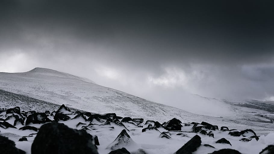 mountain, highland, rocks, cloud, sky, summit, ridge, landscape HD wallpaper