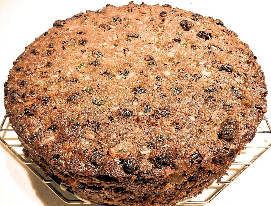 fruit cake, almonds, cherries, raisins, baked, food and drink HD wallpaper