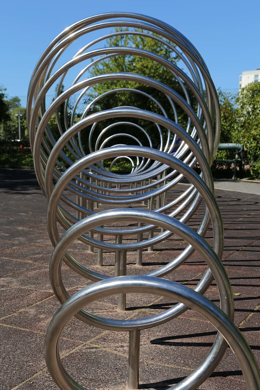 playground, chains, chrome, spiral, circle, metal, day, no people HD wallpaper