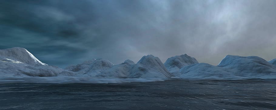 snow covered mountain under cloudy sky during daytime, North Pole HD wallpaper