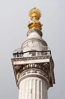 Monument, Great, Fire, London, doric column, gold colored, statue HD wallpaper