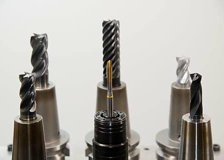six drill bits on white surface, taps, thread, milling, milling machine HD wallpaper
