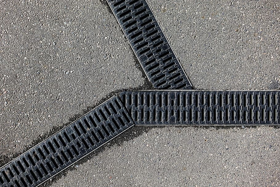 drain, grill, grid, three, pattern, drainage, track, join, angle HD wallpaper