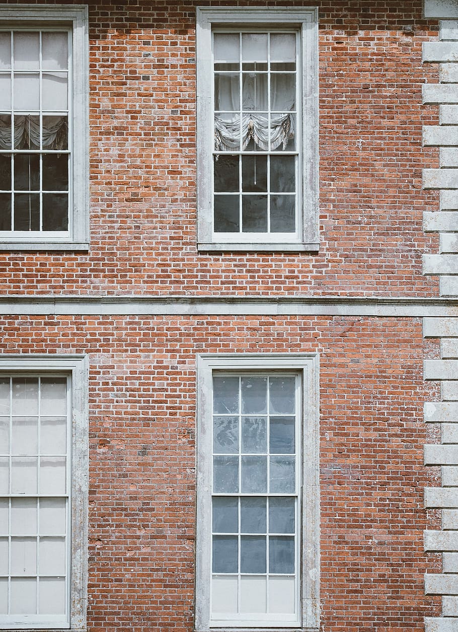 Uppark House, Petersfield, brown bricked building, wall, window