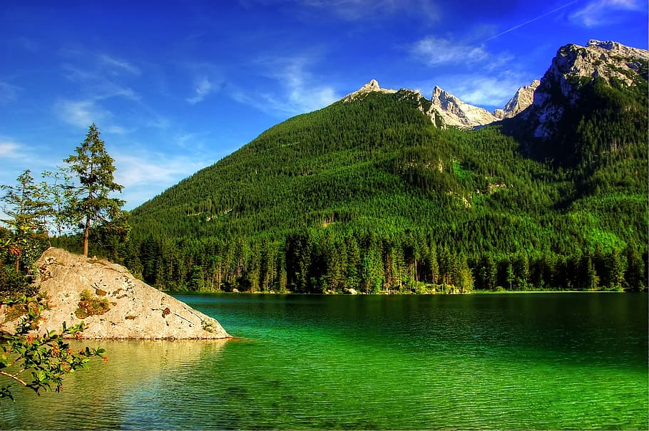 hintersee, ramsau, bavaria, upper bavaria, berchtesgaden, mountains HD wallpaper
