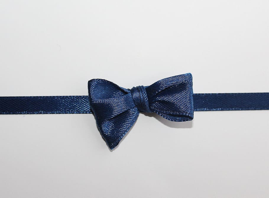 blue bow tie on white background, the ribbon, node, decoration HD wallpaper