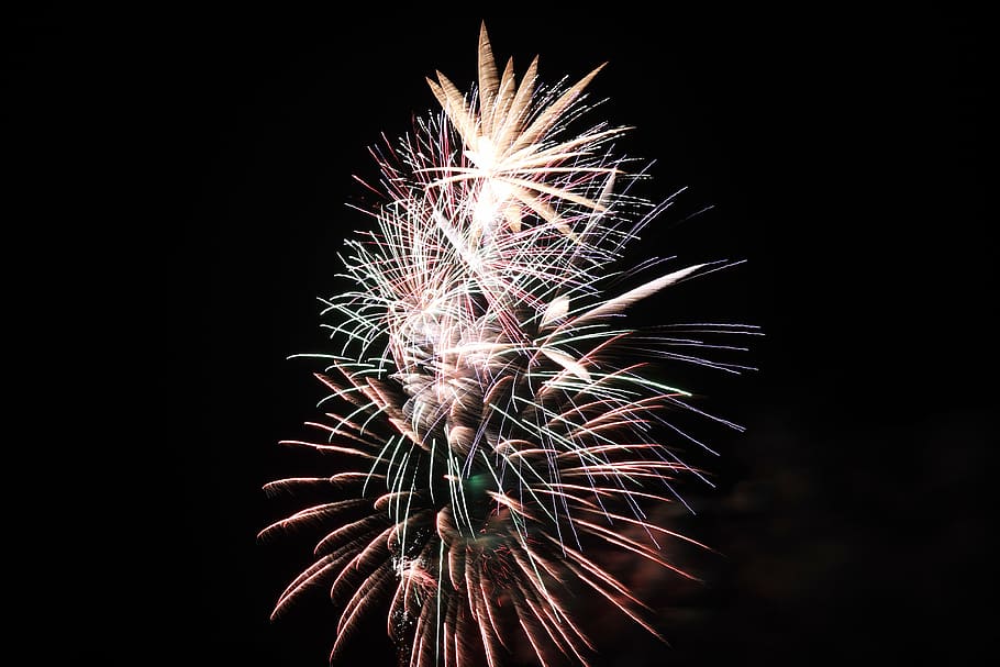 fireworks display, bonfire, new, year, celebration, light, effect HD wallpaper