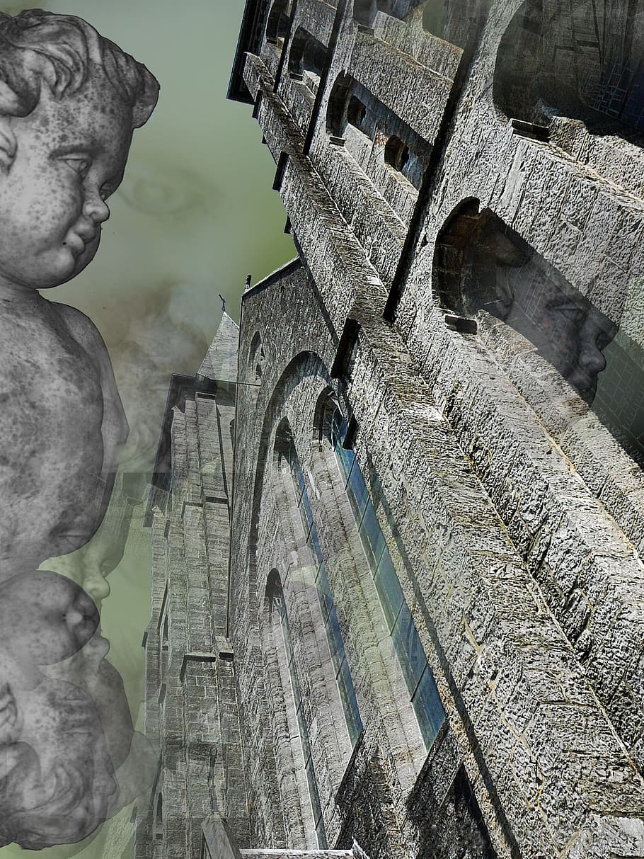 abstract, cathedral, angels, imaginary, cherub, heavenly, church HD wallpaper