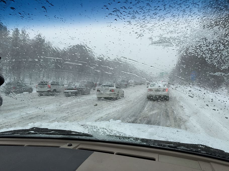 Traffic, Snow, Drive, window, glass - material, transportation HD wallpaper