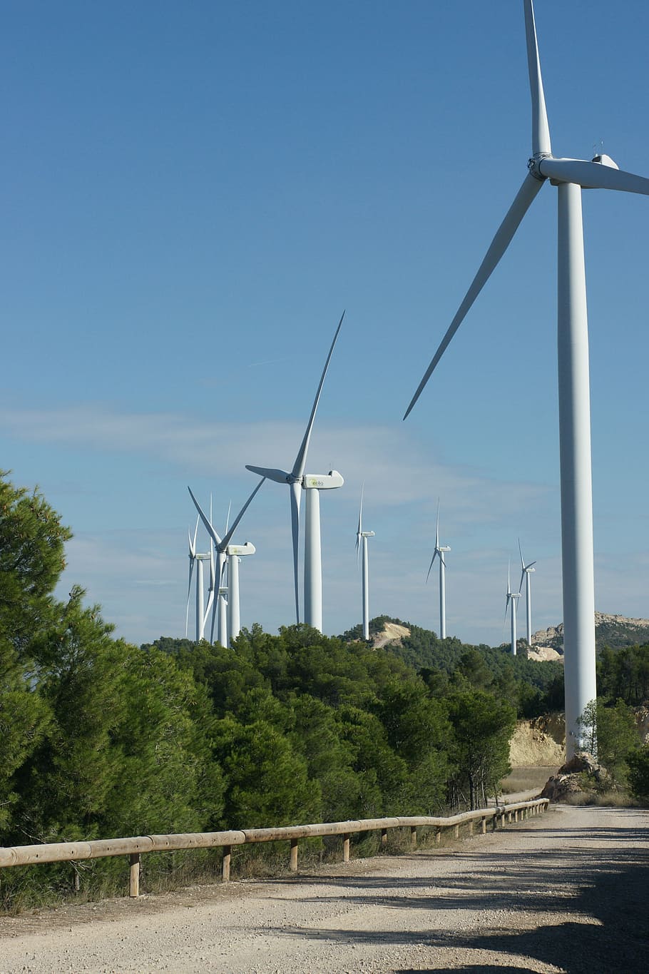 wind farm, windmills, landscape, wind turbine, road, tarragona