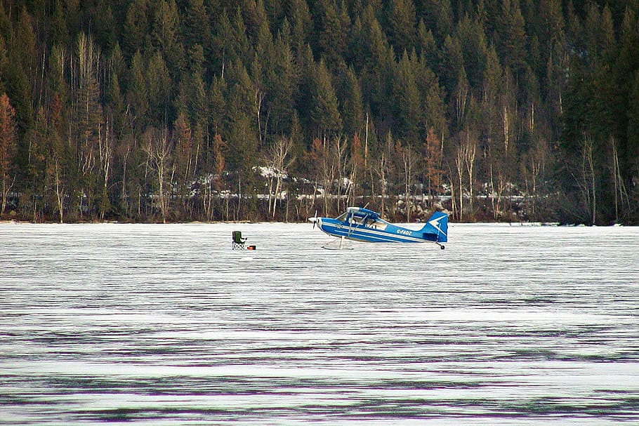 Ice, Landing, Floatplane, Winter, Frozen, ice landing, lake, HD wallpaper