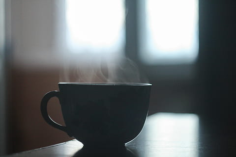 shallow focus photography of black ceramic cup, silhouette HD wallpaper