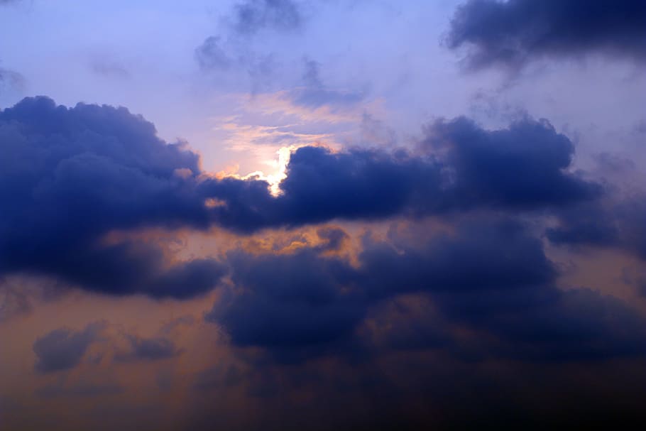 clouds, sunset, sky, nature, dramatic, cloud - sky, cloudscape HD wallpaper