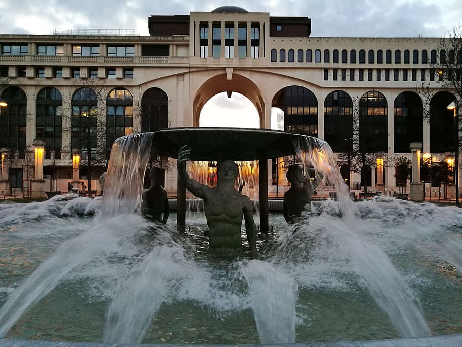 montpellier, statue, antique, architecture, water, built structure HD wallpaper