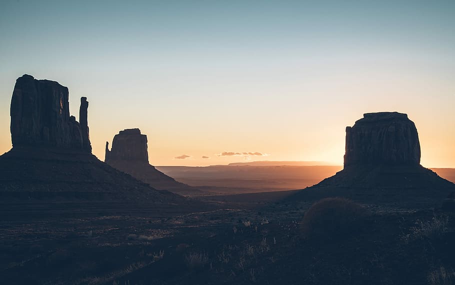 brown concrete formations, rock formation during golden hour HD wallpaper