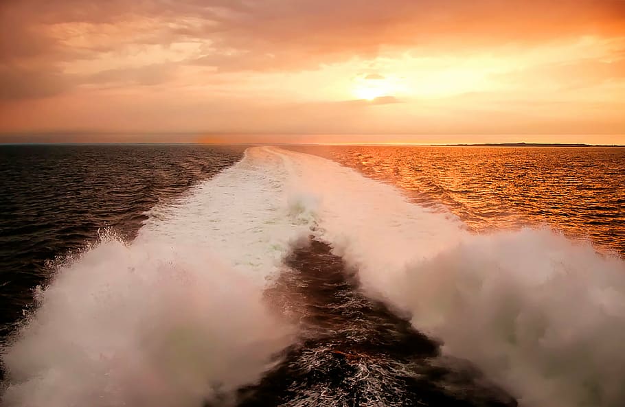 day, sunset, marine, sea, nature, wave, beach, water, coastline HD wallpaper