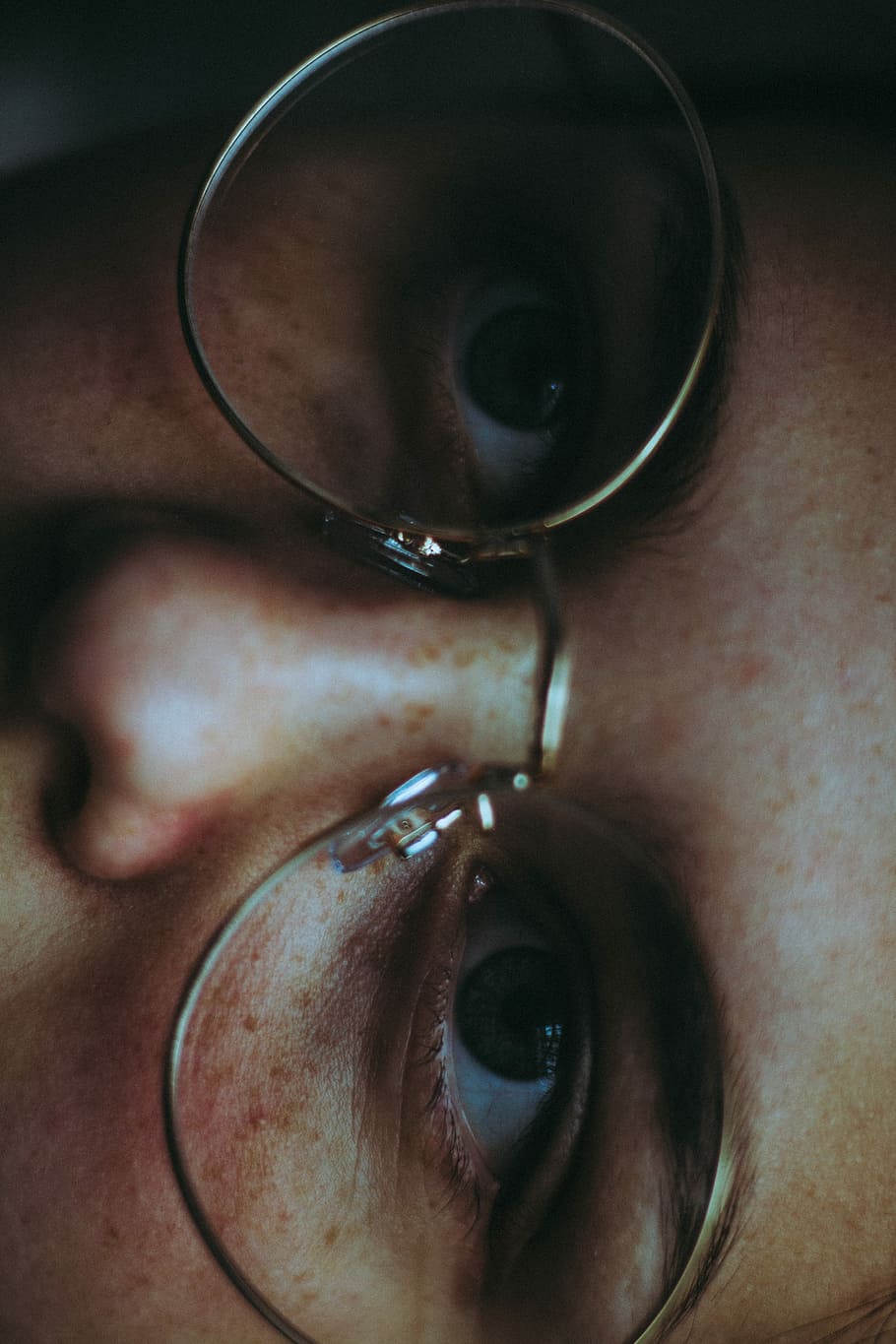 woman wearing round eyeglasses with silver frames, man wearing eyeglasses in close up photography HD wallpaper